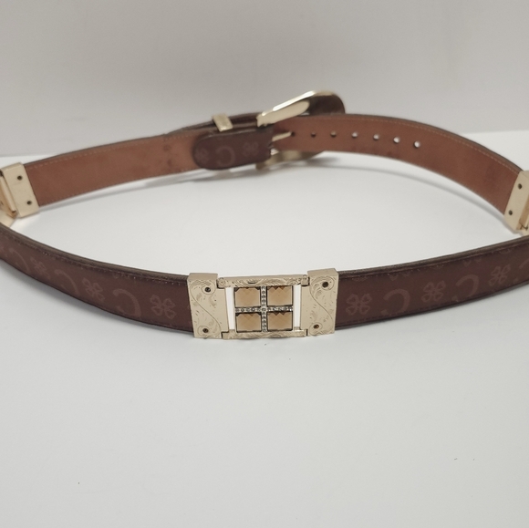 Los Altos Womens Western Belt Leather Jeweled Brown Tan Gold Size 36 - Picture 7 of 11